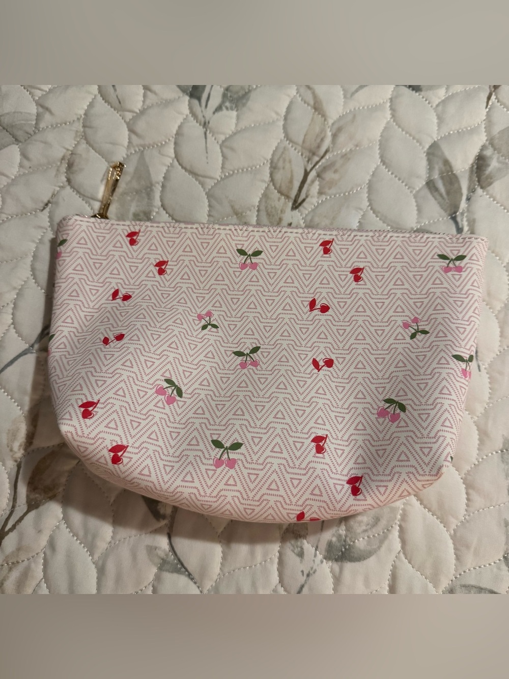NWOT ALDO Cherry Heart Print Cosmetic Pouch / Makeup Bag